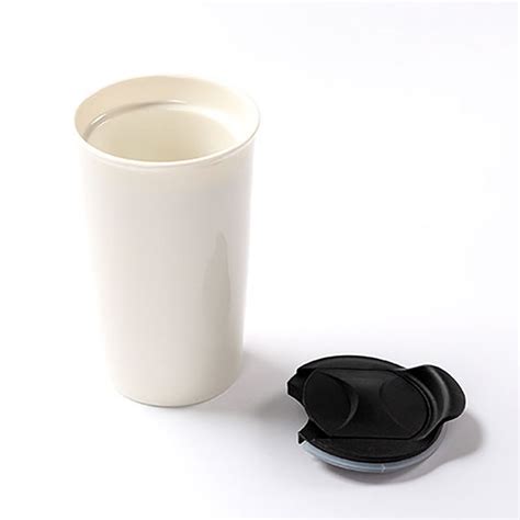 360ml Double Wall Ceramic Coffee Cup With Lid Ceramic Mug No Handle