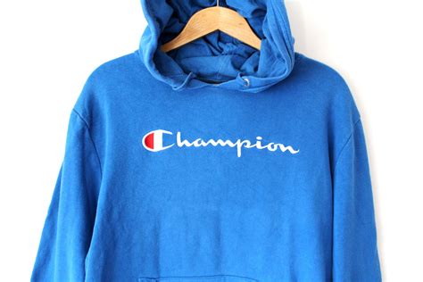 Vintage Champion Sweatshirt Blue Hoodie Retro Jumper Champion