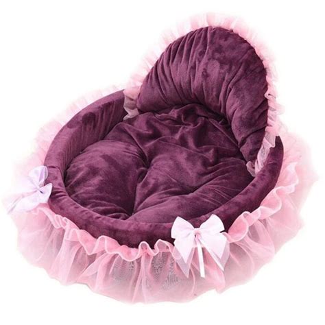 Cute Princess Pet Bed Bow Tie Lace Cat Dog Bed L Purple Princess