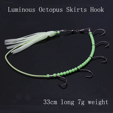 Luminous Octopus Skirts Five Hooks With 30pcs Balls Swivels Sea Fishing