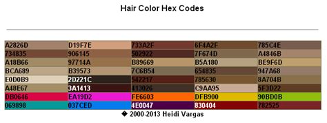 Hair Color Hex Codes – PDF Download