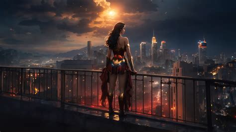 1600x900 Wonder Woman Watchful Eye Over The City Wallpaper1600x900