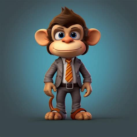 Premium Photo A Close Up Of A Cartoon Monkey Wearing A Suit And Tie