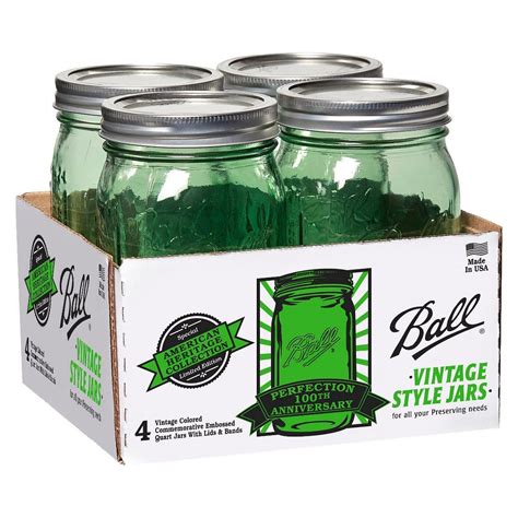 Ball® American Heritage Collection 1 Quart 32 Oz 4 Pack Mason Jars Green Mason Jars Ball