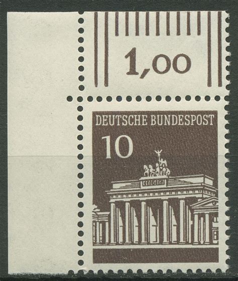 Bund 1966 Brandenburger Tor Bogenmarken 506 Ecke 1 Postfrisch