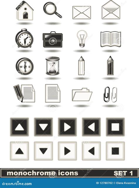 Monochrome Icons Set 1 Stock Vector Illustration Of Collection 12780702