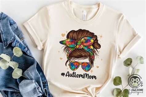 Messy Bun Autism Mom PNG Buy T Shirt Designs