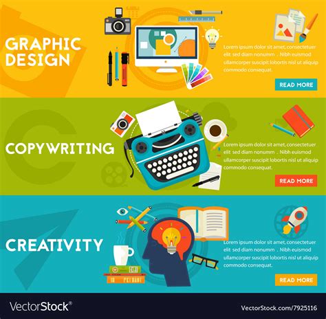 Flat concept banners graphic design copywriting Vector Image