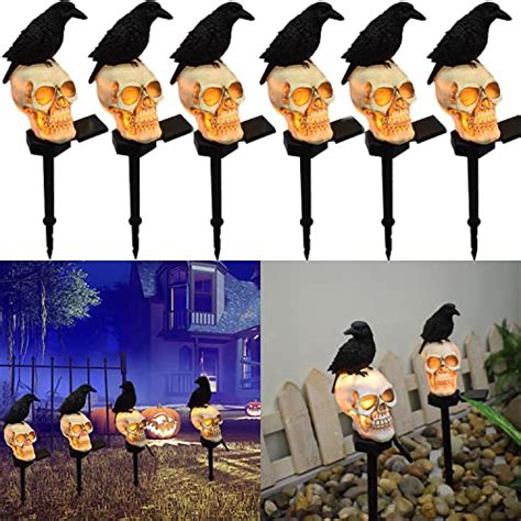 Antque In Halloween Skull Solar Pathway Lights Pack Waterproof