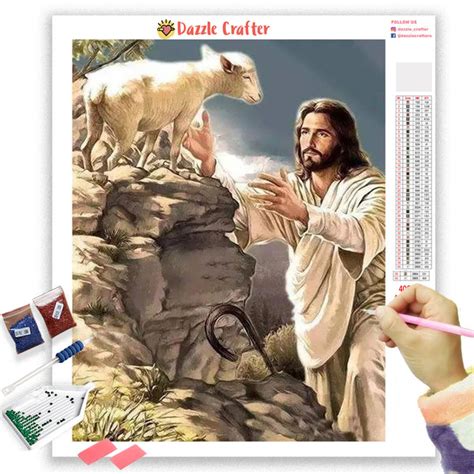 Jesus Christ With Lamb Diamond Painting Kit Dazzle Crafter