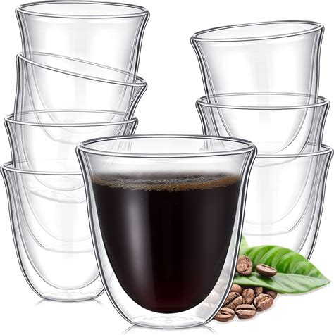 Amazon.com | Espresso Glass Cups Set of 8, Double Wall Espresso Shot
