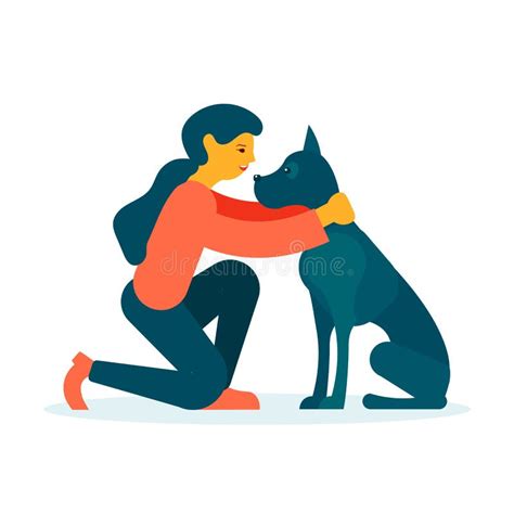 Young Woman Talking To His Dog Stock Vector - Illustration of animal ...