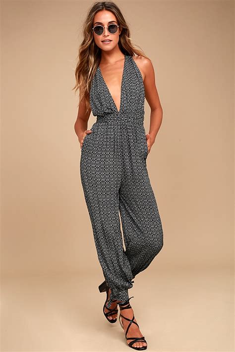 Boho Jumpsuit Black Halter Jumpsuit Tying Cuff Jumpsuit Lulus