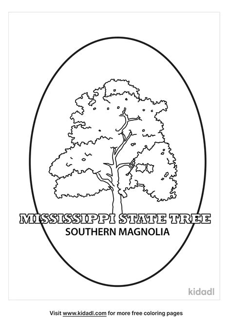 Free Mississippi State Tree Coloring Pag Coloring Page | Coloring Page ...