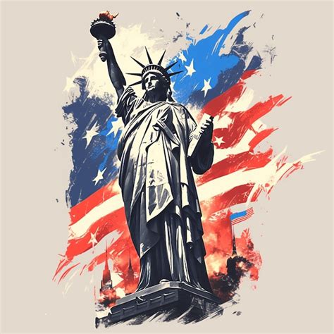 Independence Day 2024 Statue Of Liberty Logo Premium Ai Generated Vector