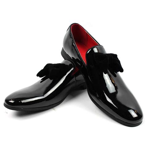 Slip On Tuxedo Mens Dress Shoes Loafers Patent Black Velvet Etsy