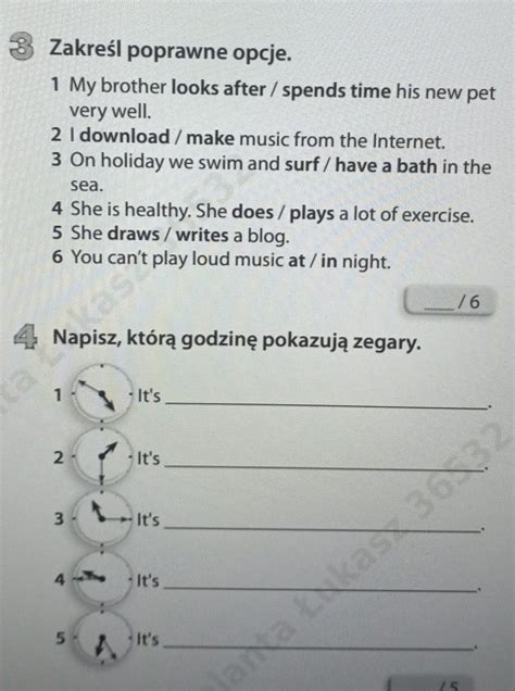 Zakre L Poprawne Opcje Napisz Kt R Godzin Pokazuj Zegary