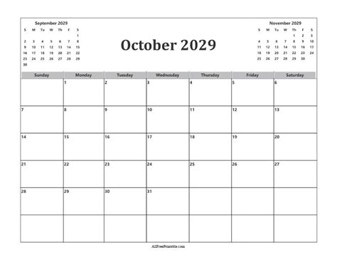 October 2029 Calendar – Free Printable