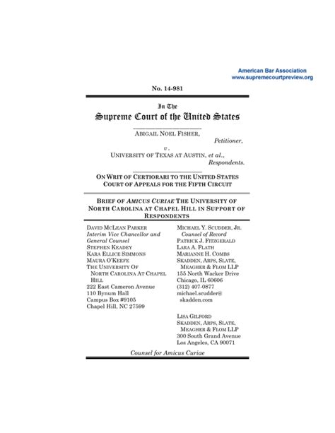 Brief Amicus Curiae Of University Of North Carolina At