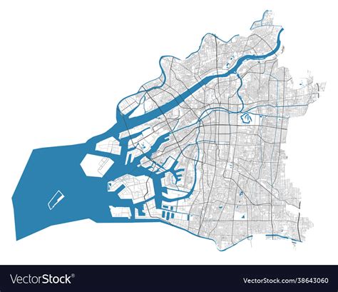 Osaka city map detailed map administrative Vector Image