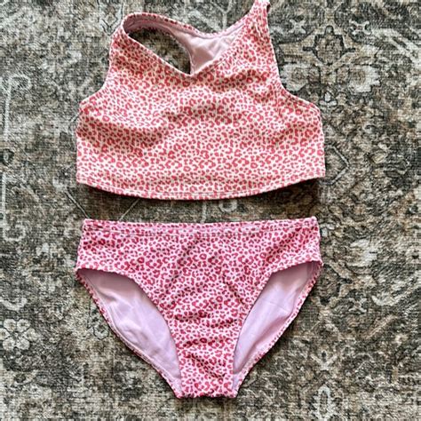 Art Class Swim Girls Art Class L Pink Leopard Print Bikini Set