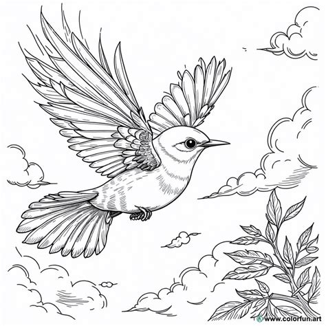 Coloriage d un oiseau qui vole à Télécharger ou à Imprimer gratuitement