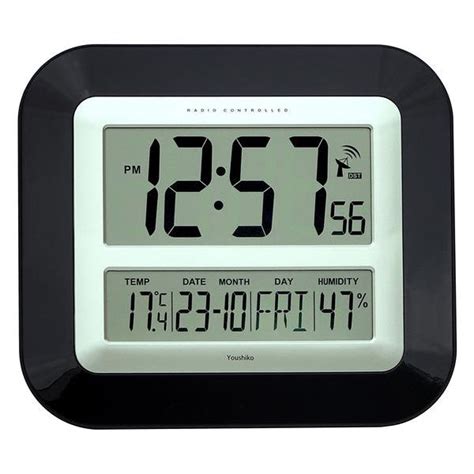 Jumbo LCD Radio Controlled Wall Clock with Temperature and Humidity di ...