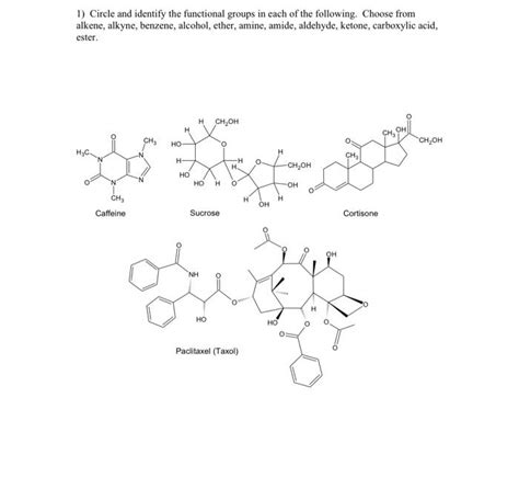 Solved 1) Circle and identify the functional groups in each | Chegg.com