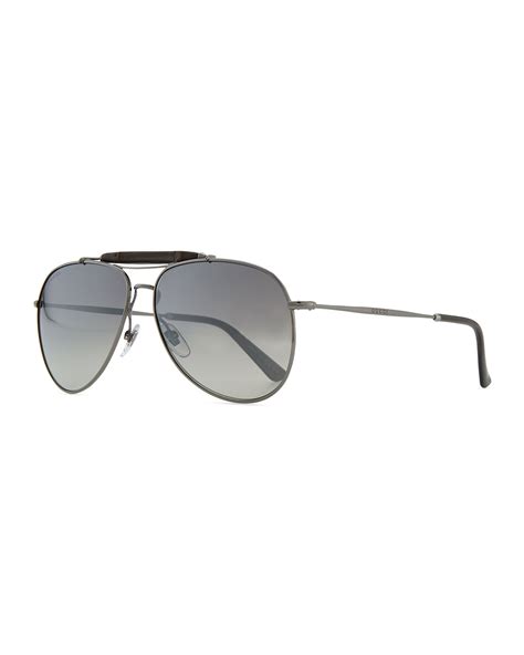 Gucci Bamboo Aviator Sunglasses Gray