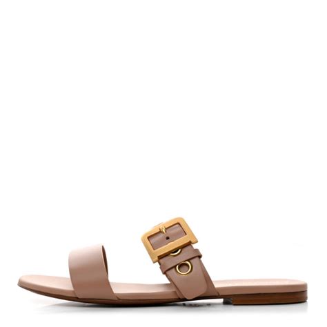 Christian Dior Calfskin D Dior Slide Sandals 39 Rose De Vents 1390928 Fashionphile