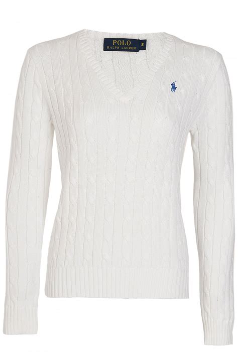 Ralph Lauren Ralph Lauren Polo Womens Kimblerly Cable Knit V Neck Jumper White Clothing From