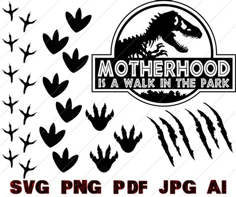 Motherhood Is A Walk In The Park Svg Png Pdf Ai  Instant Download Jurassic Anxiety Walk In