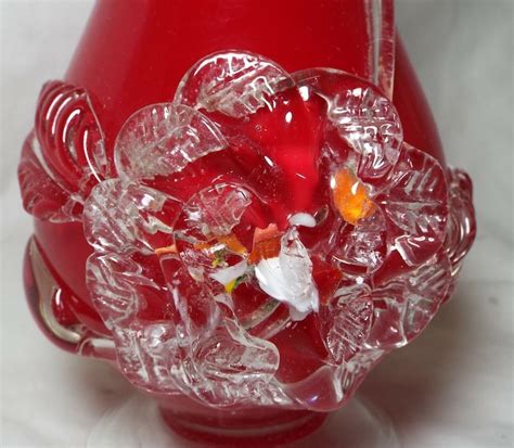 Old Stevens And Williams Red Cased Hand Blown Applied Flower Art Glass Vase Etsy