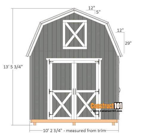 10x10 Barn Shed Plans | Free PDF Download - Construct101