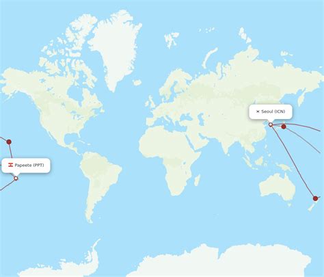 All Flight Routes From Seoul To Papeete Icn To Ppt Flight Routes