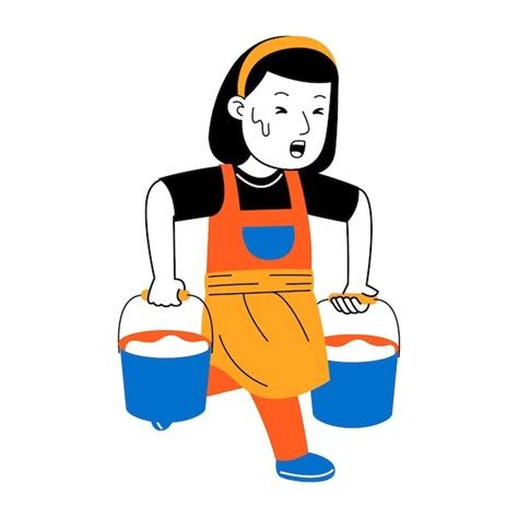 Ilustración vectorial de una mujer joven que limpia la casa | Vector ...