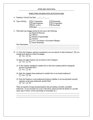 Fillable Online Employer Questionnaire Moran Knobel Fax Email Print