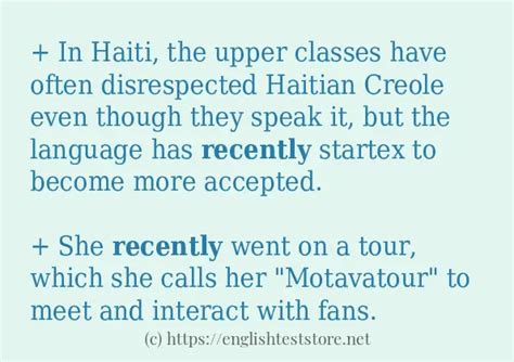 How to use in-sentence of "recently" - EnglishTestStore Blog