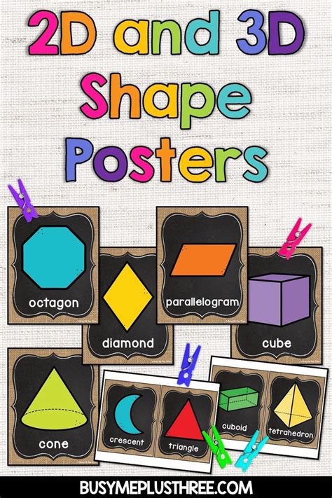 2d And 3d Shape Posters Burlap And Chalkboard Rustic Farmhouse