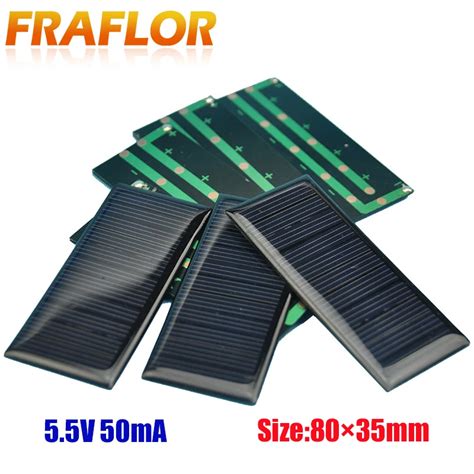 10pcs Lot Wholesale Solar Cell 5 5V 50mA 17 Efficiency 80 35 3mm