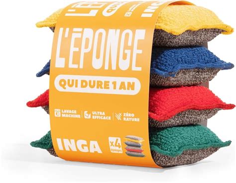 INGA 4 X Eponges Réutilisables Lavables Très Efficaces Ne Rayent