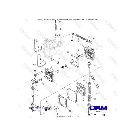 Mercury Mariner V 175 EFI 2 5L FUEL SYSTEM DAM Marine