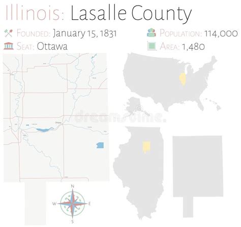 Map of Lasalle County in Illinois Stock Vector - Illustration of ...