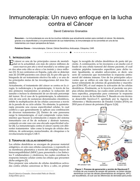 Inmunoterapia Un nuevo enfoque en la lucha contra el Cáncer