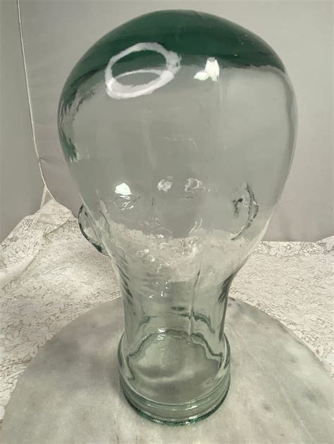 Vintage Clear Glass Mannequin Head Display Authentic Full Size Head Hat Display Wig Holder