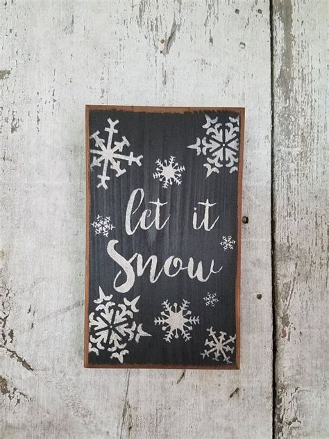 Let It Snow Wood Sign Winter Decor Country Primitive Painted Etsy