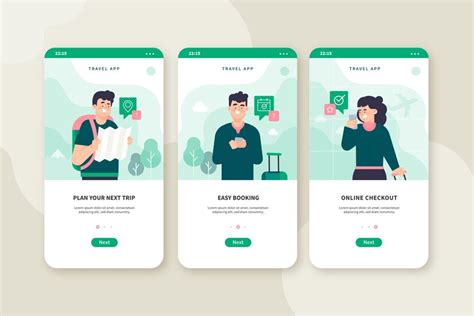 Free Vector Travel Onboarding App Screens