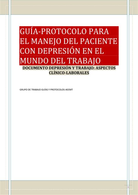 Pdf Gu A Protocolo Para El Manejo Del Paciente Con Depresi N En El