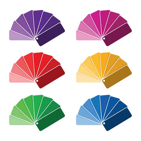 Set Of Six Color Palette Purple Pink Red Yellow Green Nad Blue