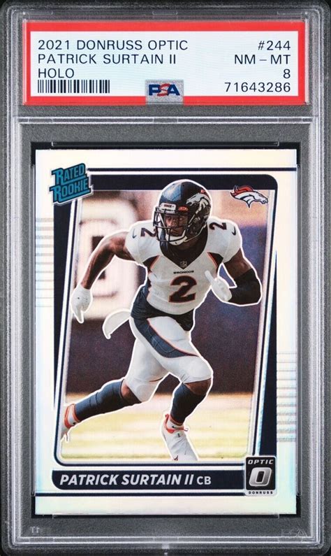 2021 Donruss Optic Holo Patrick Surtain II 244 PSA 8 NM MT Rookie RC